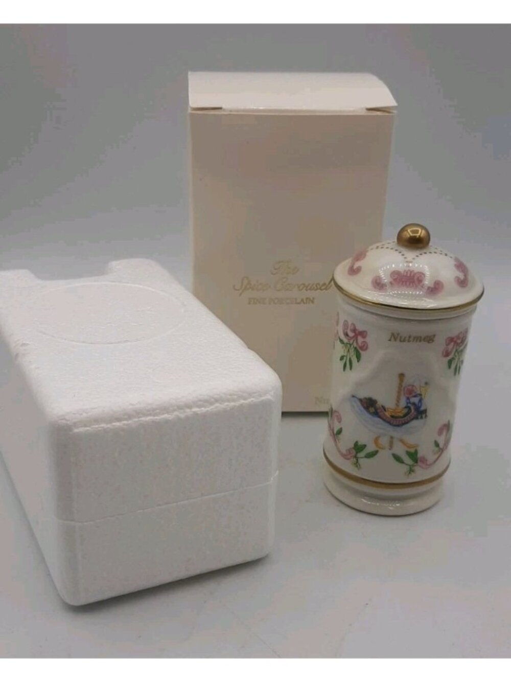 VTG Lenox Fine Porcelain Spice Rack Carousel Replacement Nutmeg Jar w/Lid Boxed